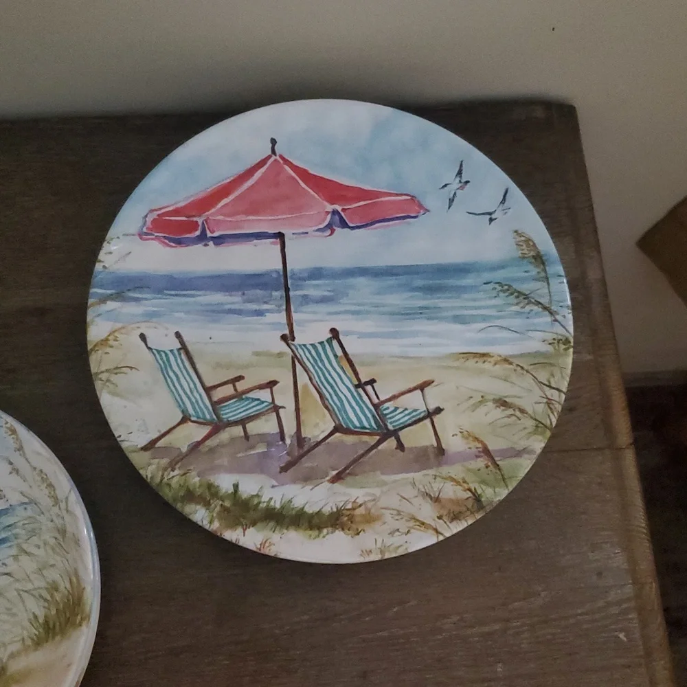 Certified International Ocean View Melamine Dishes NWOT